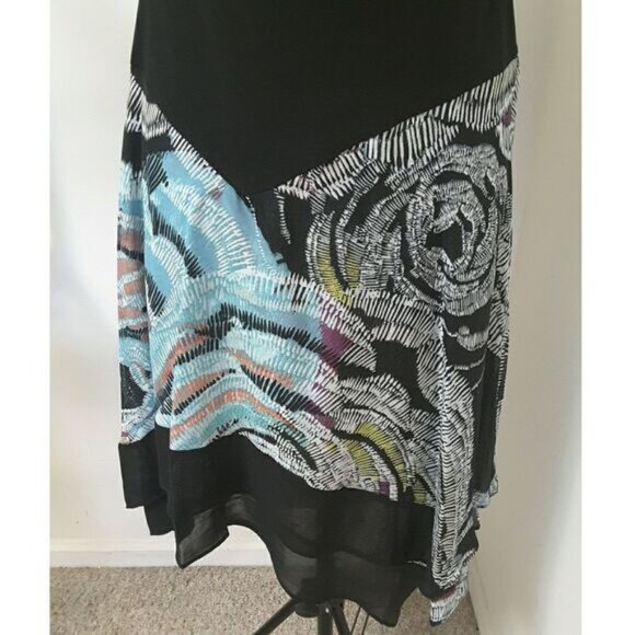 Boho Chic Romantic MSK Dress Small Asymmetrical Hem Artistic Abstract Floral - Picture 3 of 8